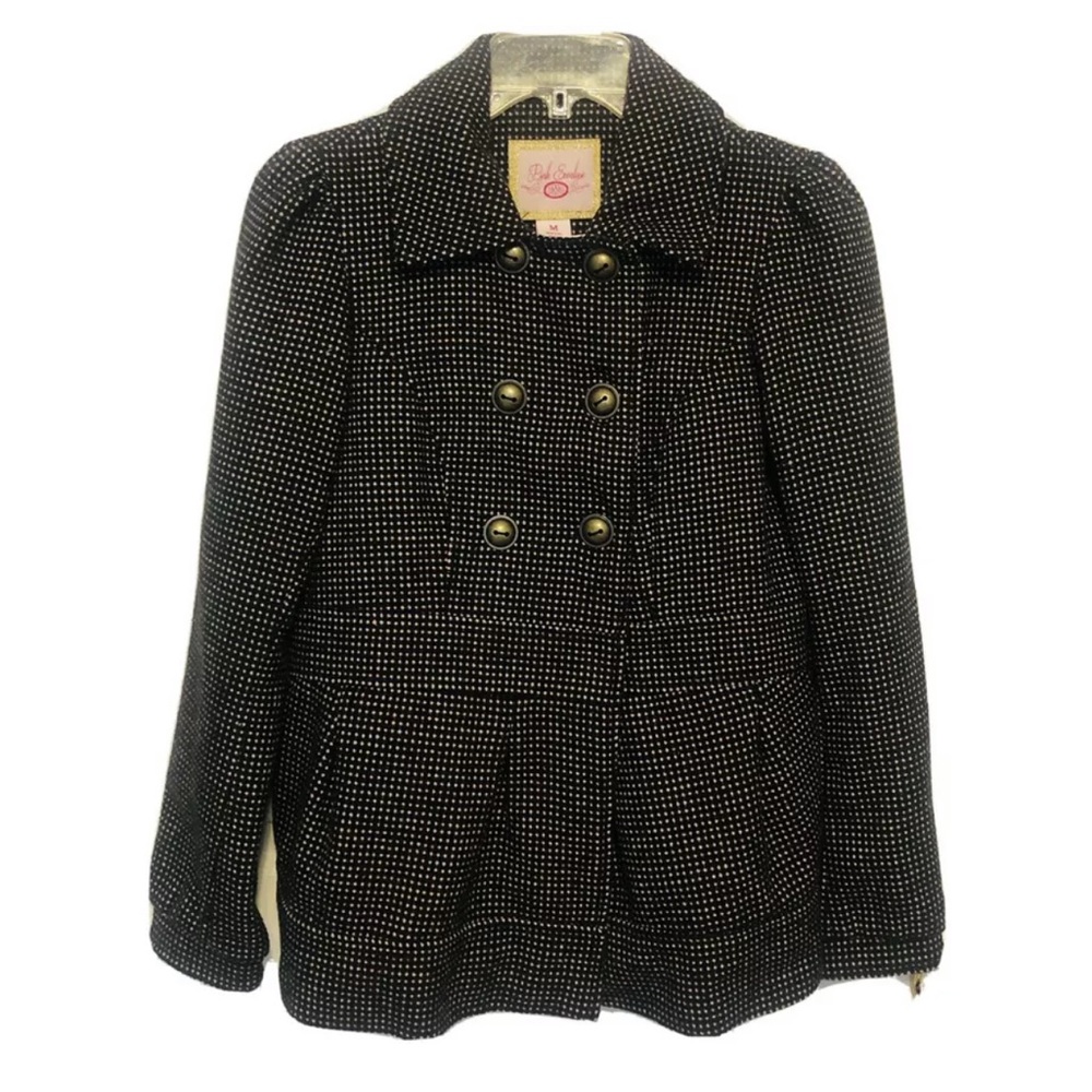 Pink Envelope Polka Dot Pea Coat